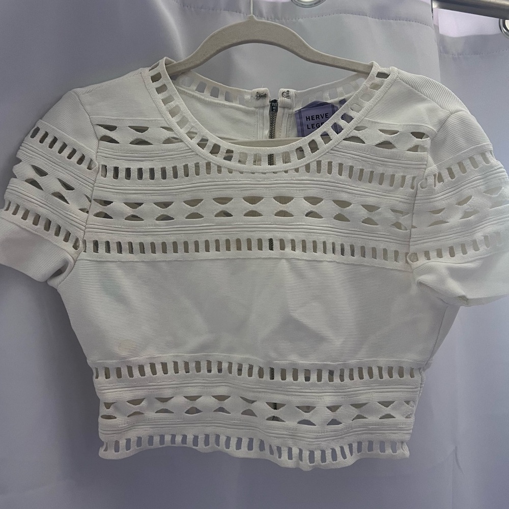 Herve Leger alabaster (white) crop top size Medium
